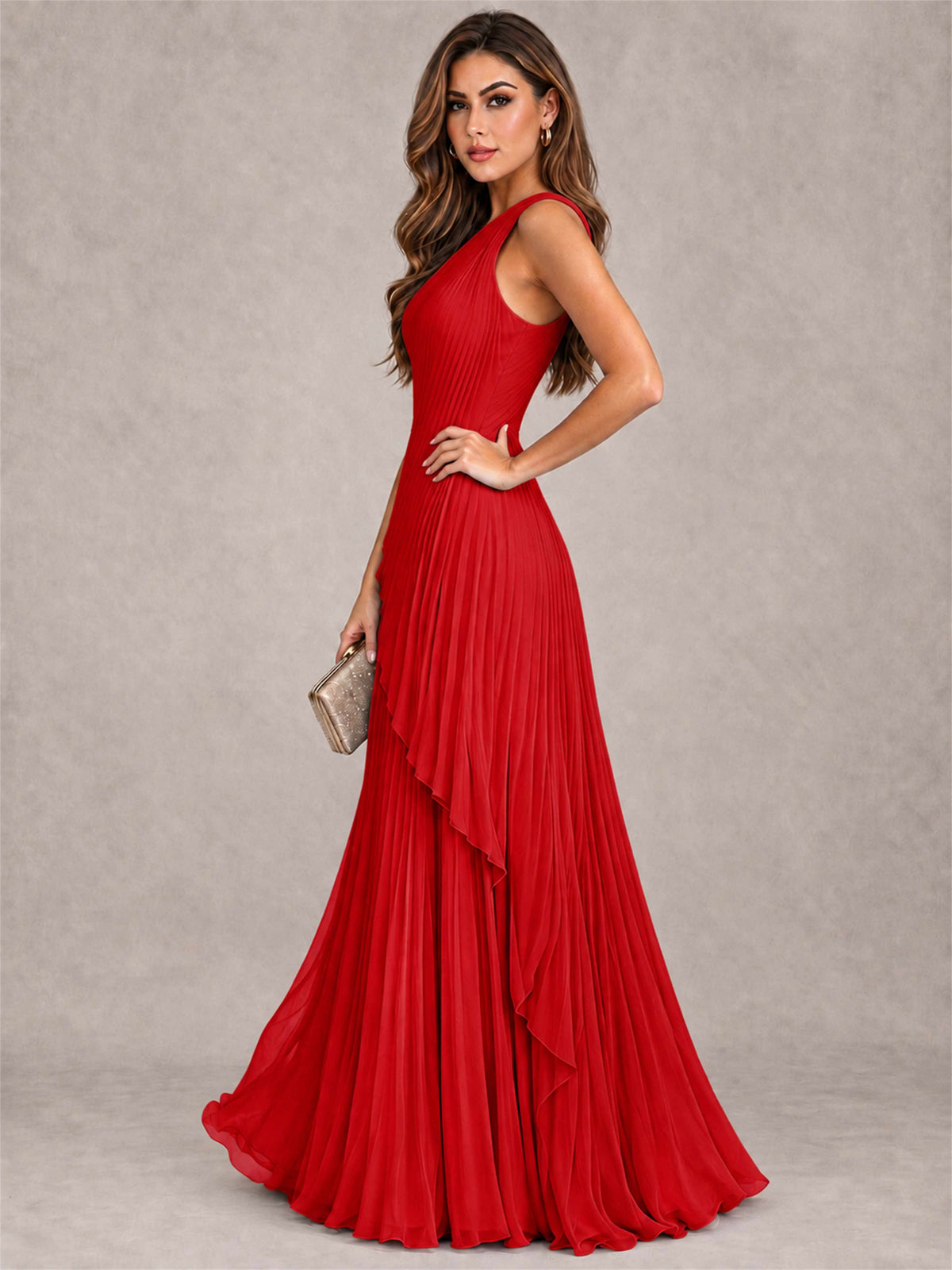Elegant One Shoulder Pleated Chiffon Formal Dress