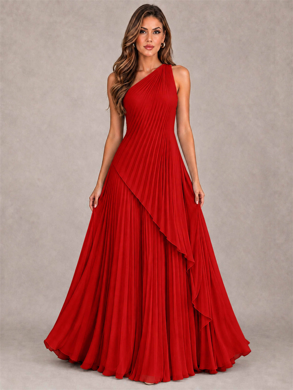 Elegant One Shoulder Pleated Chiffon Formal Dress