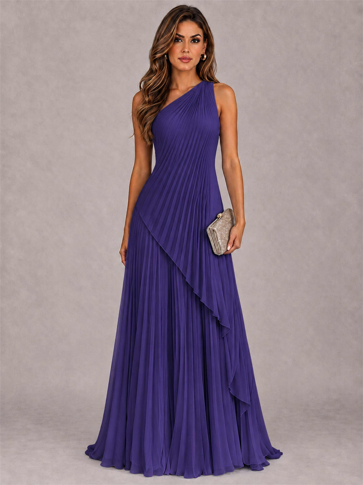 Elegant One Shoulder Pleated Chiffon Formal Dress