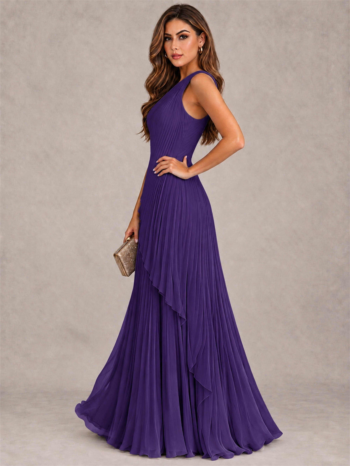 Elegant One Shoulder Pleated Chiffon Formal Dress