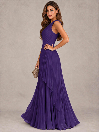 Elegant One Shoulder Pleated Chiffon Formal Dress