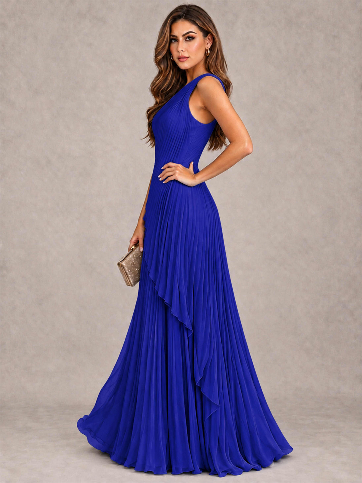 Elegant One Shoulder Pleated Chiffon Formal Dress
