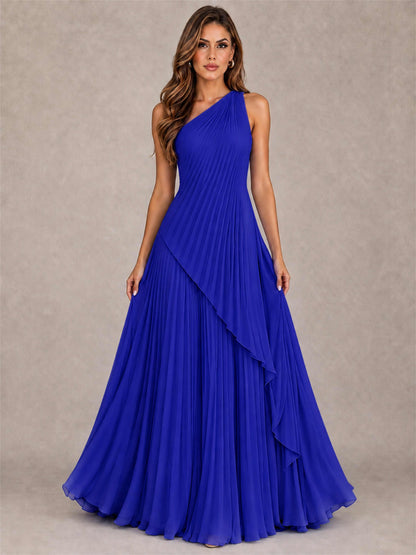 Elegant One Shoulder Pleated Chiffon Formal Dress