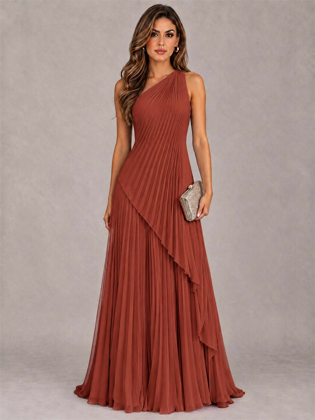 Elegant One Shoulder Pleated Chiffon Formal Dress