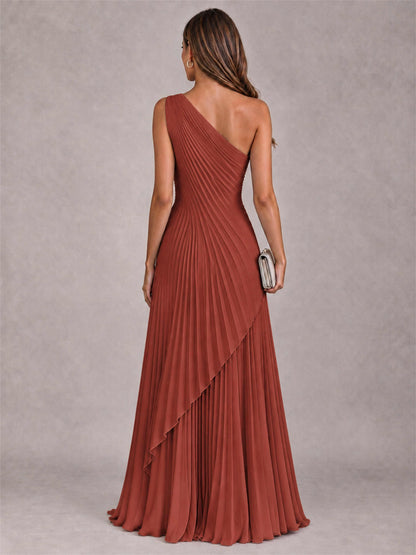 Elegant One Shoulder Pleated Chiffon Formal Dress