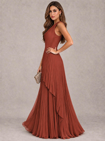 Elegant One Shoulder Pleated Chiffon Formal Dress
