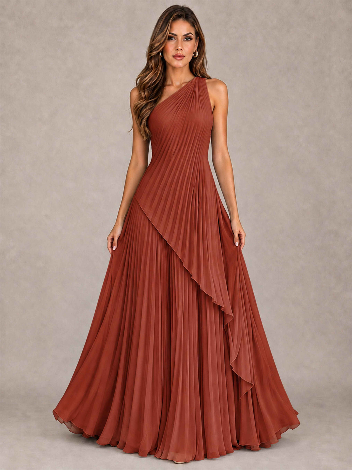 Elegant One Shoulder Pleated Chiffon Formal Dress