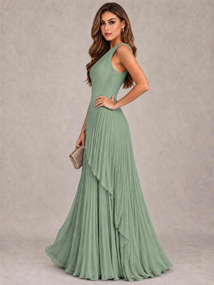 Elegant One Shoulder Pleated Chiffon Formal Dress