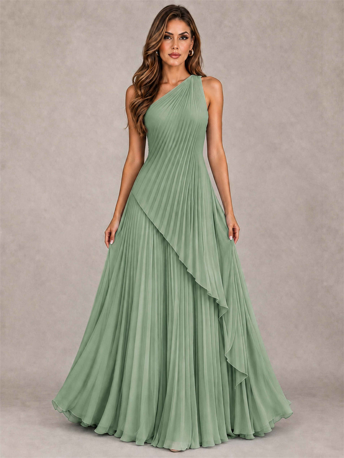 Elegant One Shoulder Pleated Chiffon Formal Dress