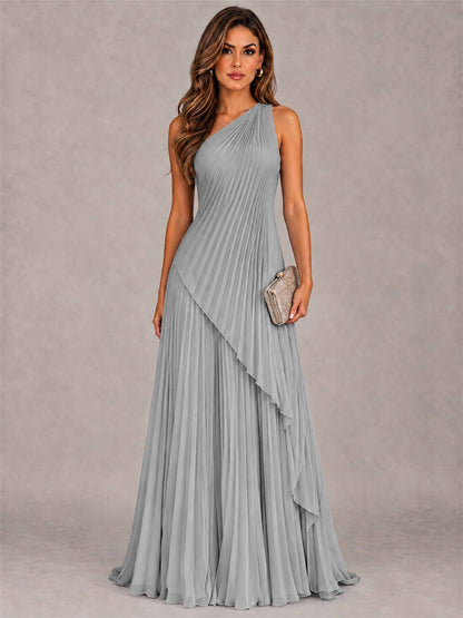 Elegant One Shoulder Pleated Chiffon Formal Dress