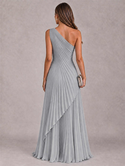 Elegant One Shoulder Pleated Chiffon Formal Dress
