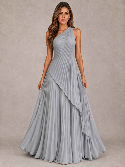 Elegant One Shoulder Pleated Chiffon Formal Dress