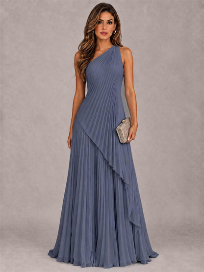 Elegant One Shoulder Pleated Chiffon Formal Dress