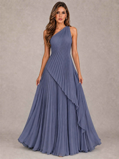 Elegant One Shoulder Pleated Chiffon Formal Dress