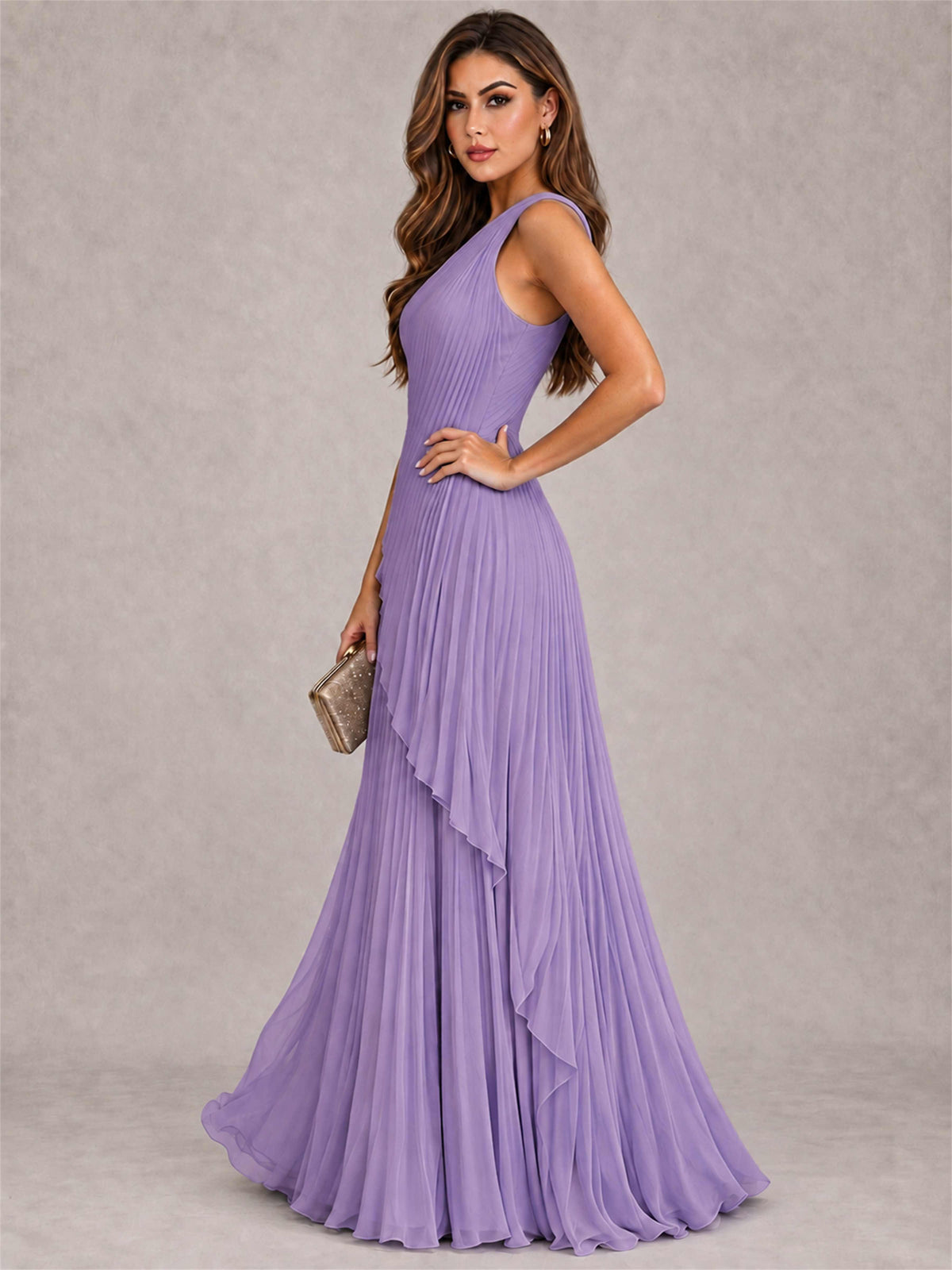 Elegant One Shoulder Pleated Chiffon Formal Dress