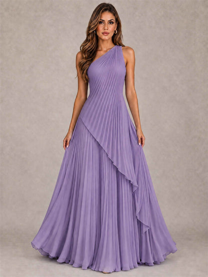 Elegant One Shoulder Pleated Chiffon Formal Dress