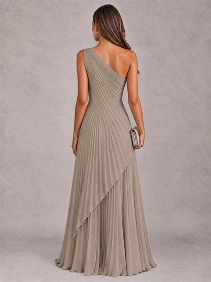 Elegant One Shoulder Pleated Chiffon Formal Dress