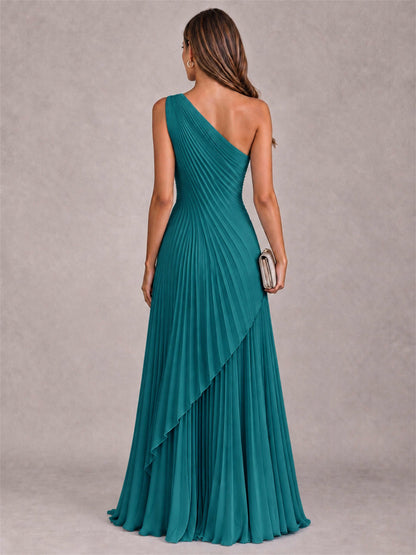 Elegant One Shoulder Pleated Chiffon Formal Dress