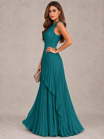 Elegant One Shoulder Pleated Chiffon Formal Dress