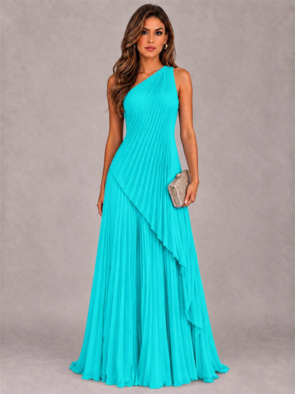 Elegant One Shoulder Pleated Chiffon Formal Dress
