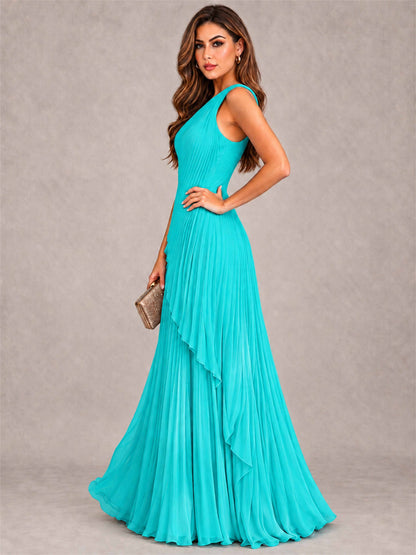 Elegant One Shoulder Pleated Chiffon Formal Dress