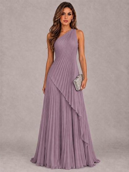 Elegant One Shoulder Pleated Chiffon Formal Dress