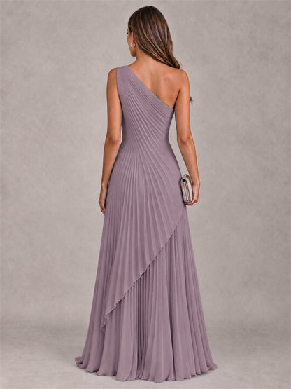 Elegant One Shoulder Pleated Chiffon Formal Dress