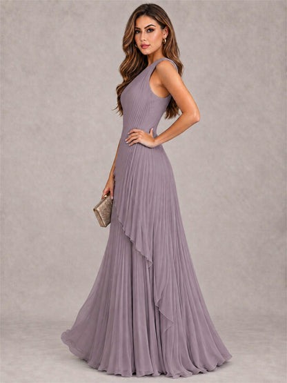 Elegant One Shoulder Pleated Chiffon Formal Dress