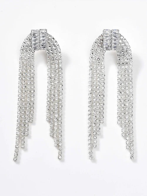 Elegant Rhinestone Long Drop Earrings for Women Wedding & Party Jewelry
