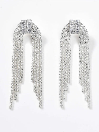 Elegant Rhinestone Long Drop Earrings for Women Wedding & Party Jewelry