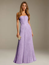 Free Shipping Elegant Strapless A-Line Long Prom Dress with Pleated