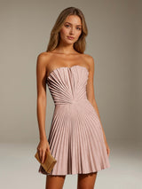 Free Shipping Elegant Strapless A-Line Mini Homecoming Dress with Pleated