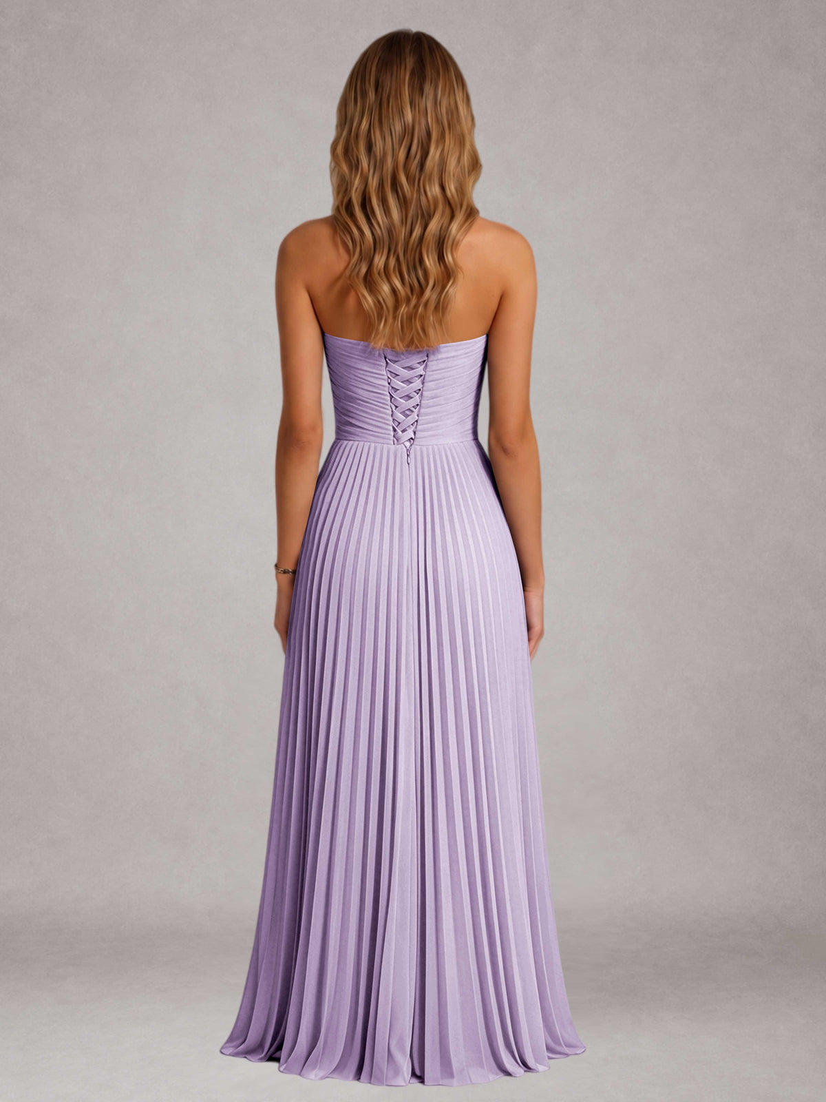 Lavender Free Shipping Elegant Strapless A-Line Pleated Asymmetrical Long Prom Dress