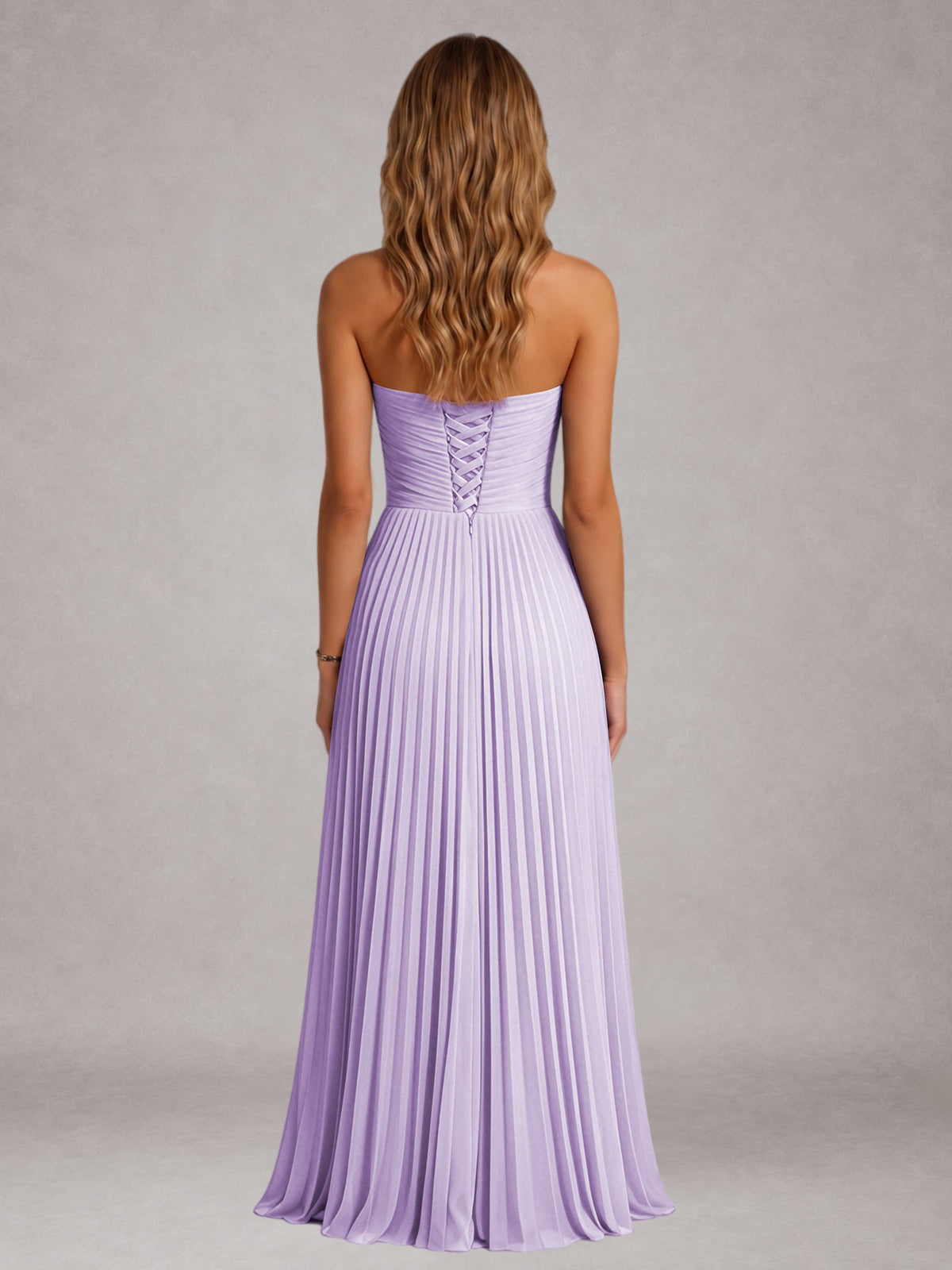 Lilac Free Shipping Elegant Strapless A-Line Pleated Asymmetrical Long Prom Dress
