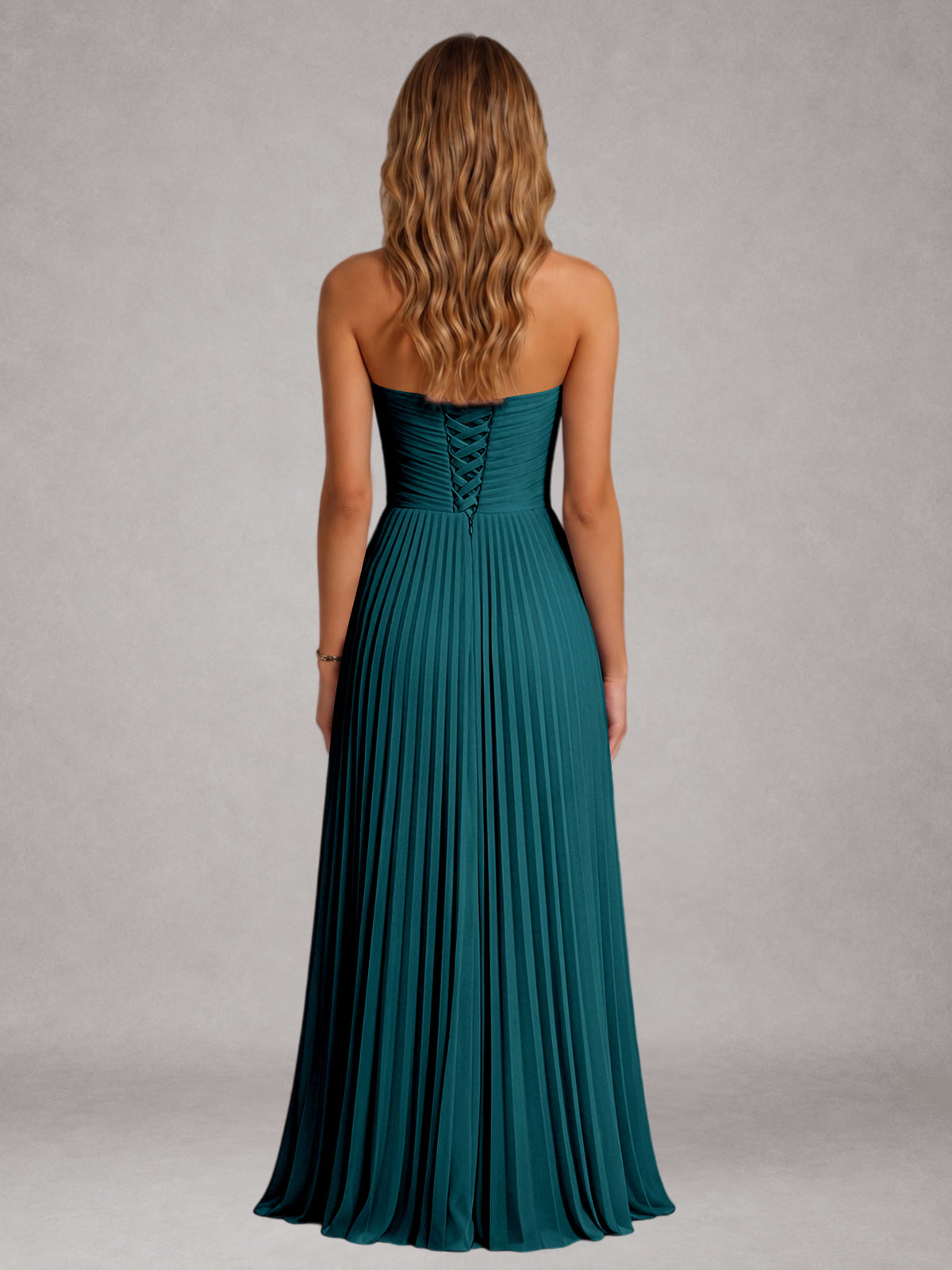Peacock Free Shipping Elegant Strapless A-Line Pleated Asymmetrical Long Prom Dress