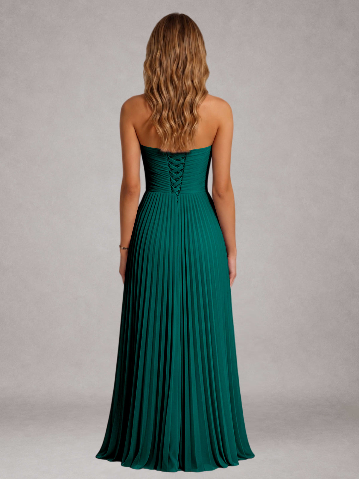 Teal Free Shipping Elegant Strapless A-Line Pleated Asymmetrical Long Prom Dress