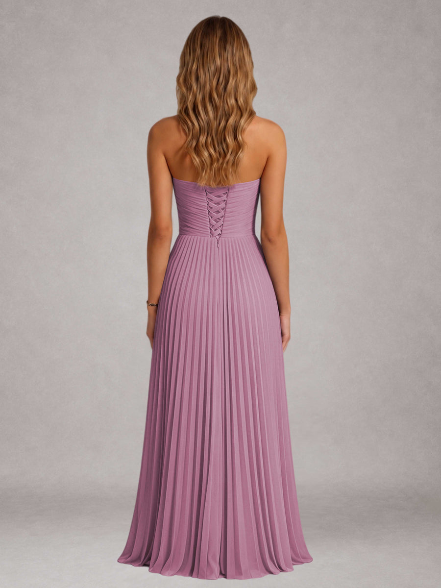 Wisteria Free Shipping Elegant Strapless A-Line Pleated Asymmetrical Long Prom Dress