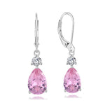 Elegant Teardrop Crystal Earrings Silver Leverback Dangle Earrings