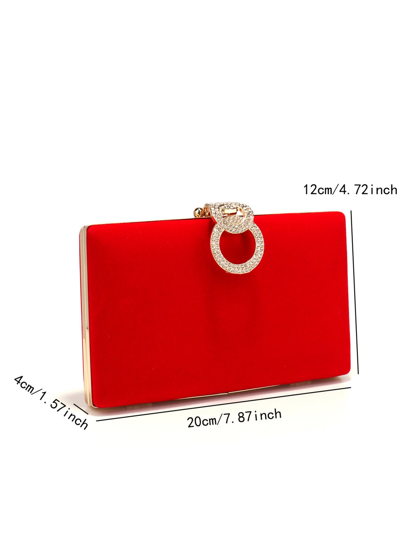 Elegant Velvet Evening Clutch Bag with Crystal Ring Clasp for Wedding & Party