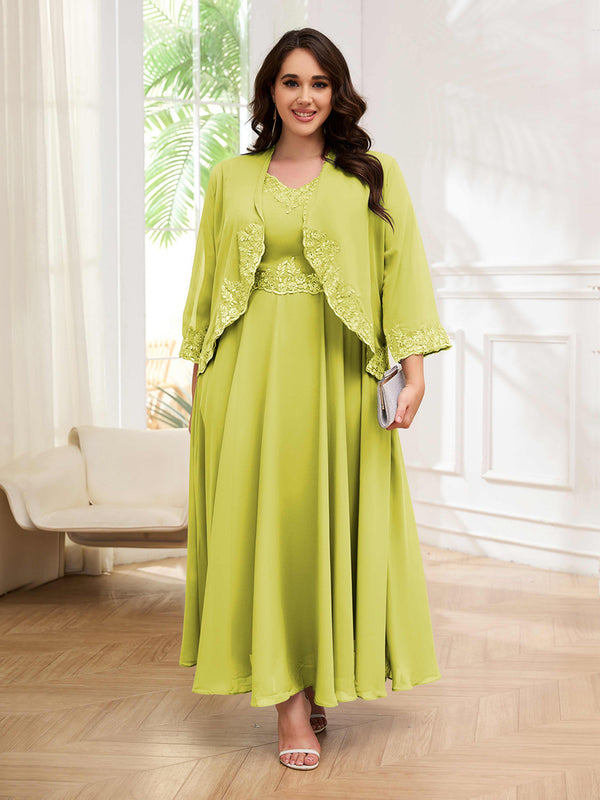 Daffodil Embellished Two Pieces Appliques Plus Size Mother Of The Bride Dresses