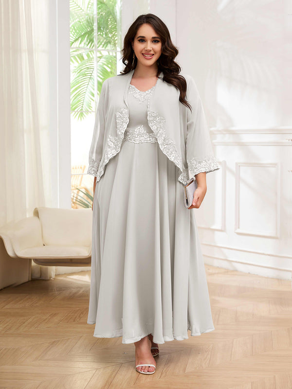 Ivory Embellished Two Pieces Appliques Plus Size Mother Of The Bride Dresses