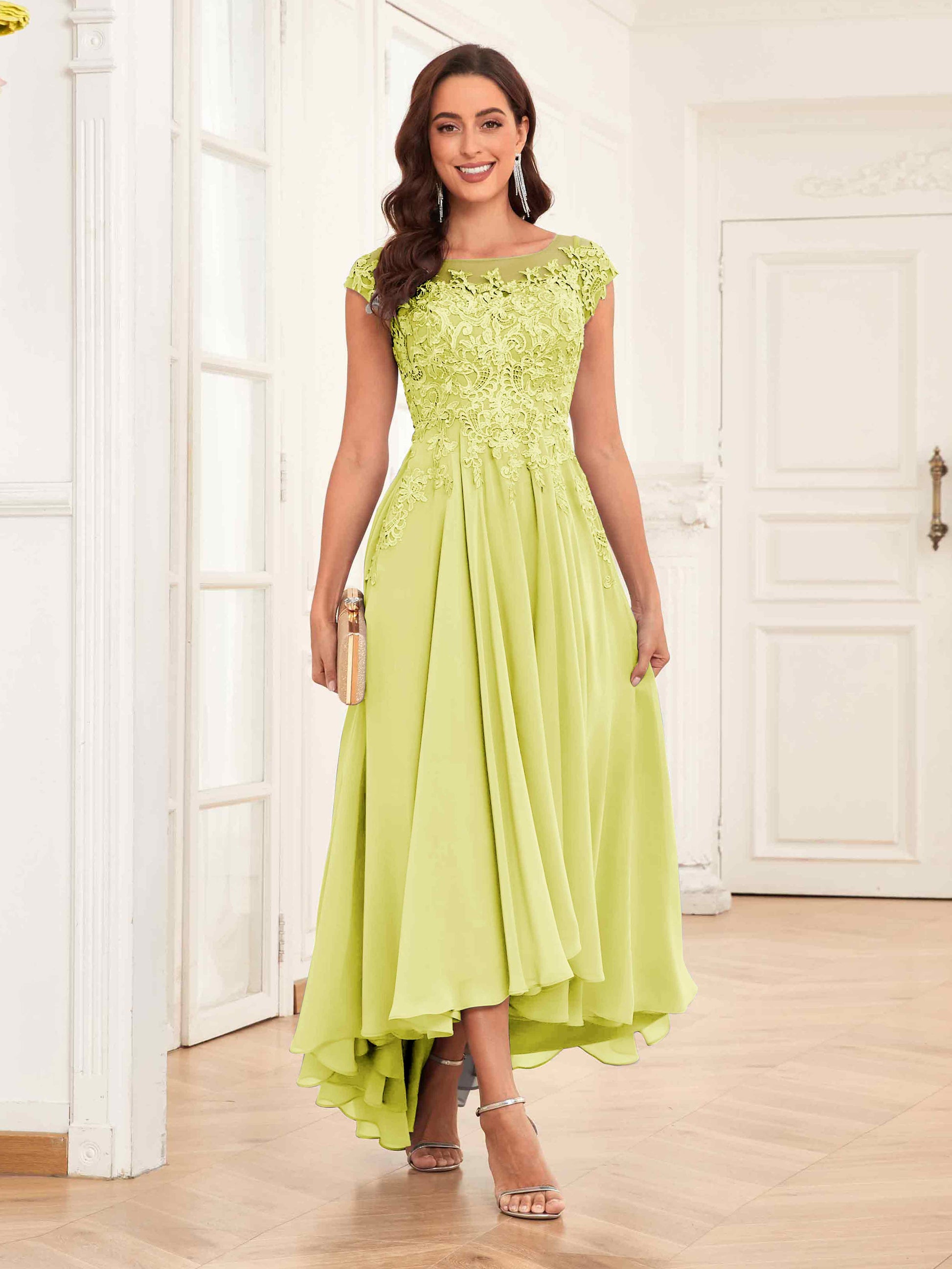 Enchanting Appliques High Low Chiffon Lace Mother Of The Bride Dresses mollyevers.com Enchanting Appliques High Low Chiffon Lace Mother Of The Bride Dresses mollyevers.com