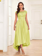 Enchanting Appliques High Low Chiffon Lace Mother Of The Bride Dresses