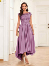Enchanting Appliques High Low Chiffon Lace Mother Of The Bride Dresses
