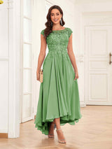 Enchanting Appliques High Low Chiffon Lace Mother Of The Bride Dresses