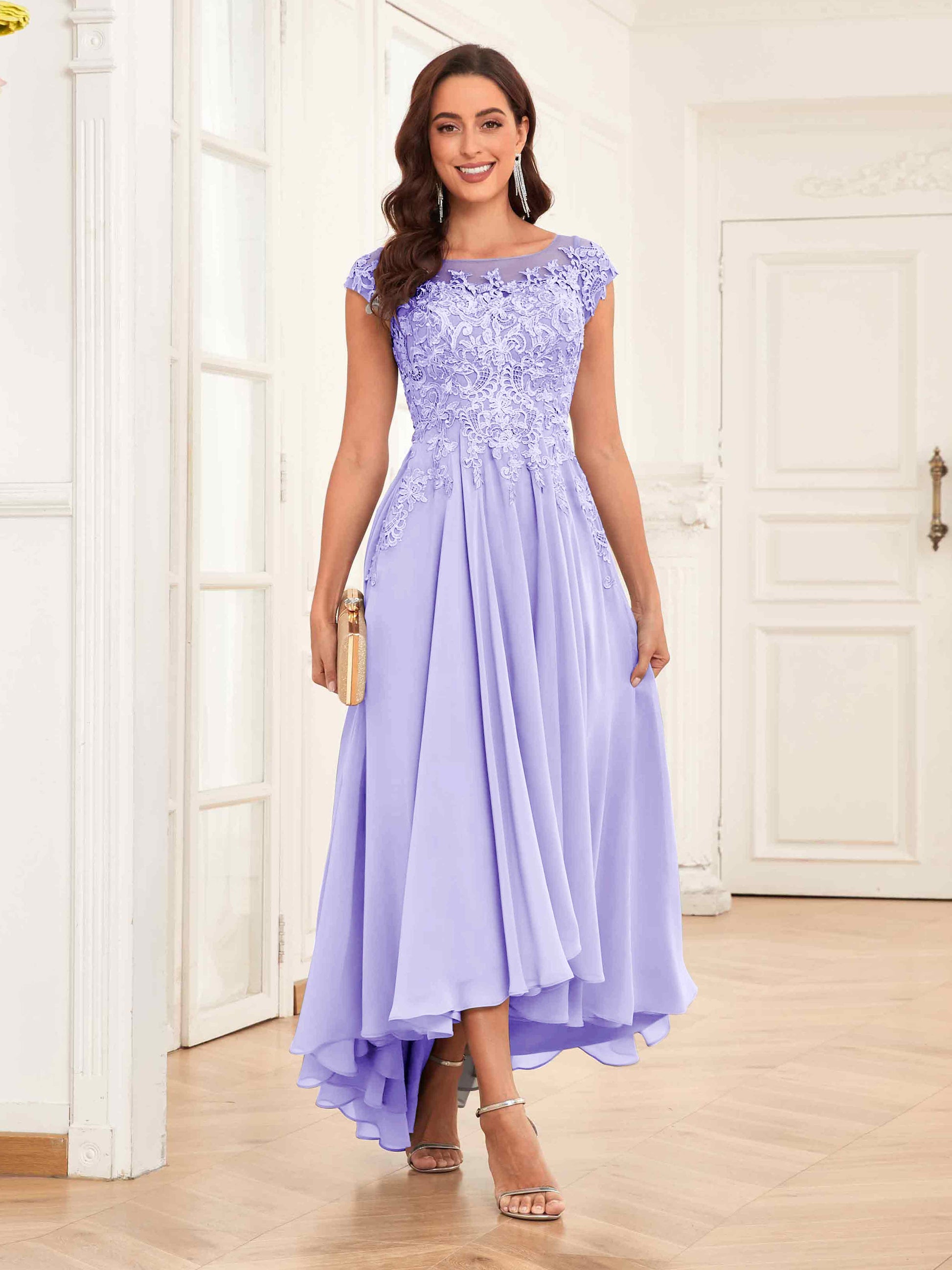 Enchanting Appliques High Low Chiffon Lace Mother Of The Bride Dresses mollyevers.com Enchanting Appliques High Low Chiffon Lace Mother Of The Bride Dresses mollyevers.com