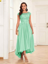 Enchanting Appliques High Low Chiffon Lace Mother Of The Bride Dresses