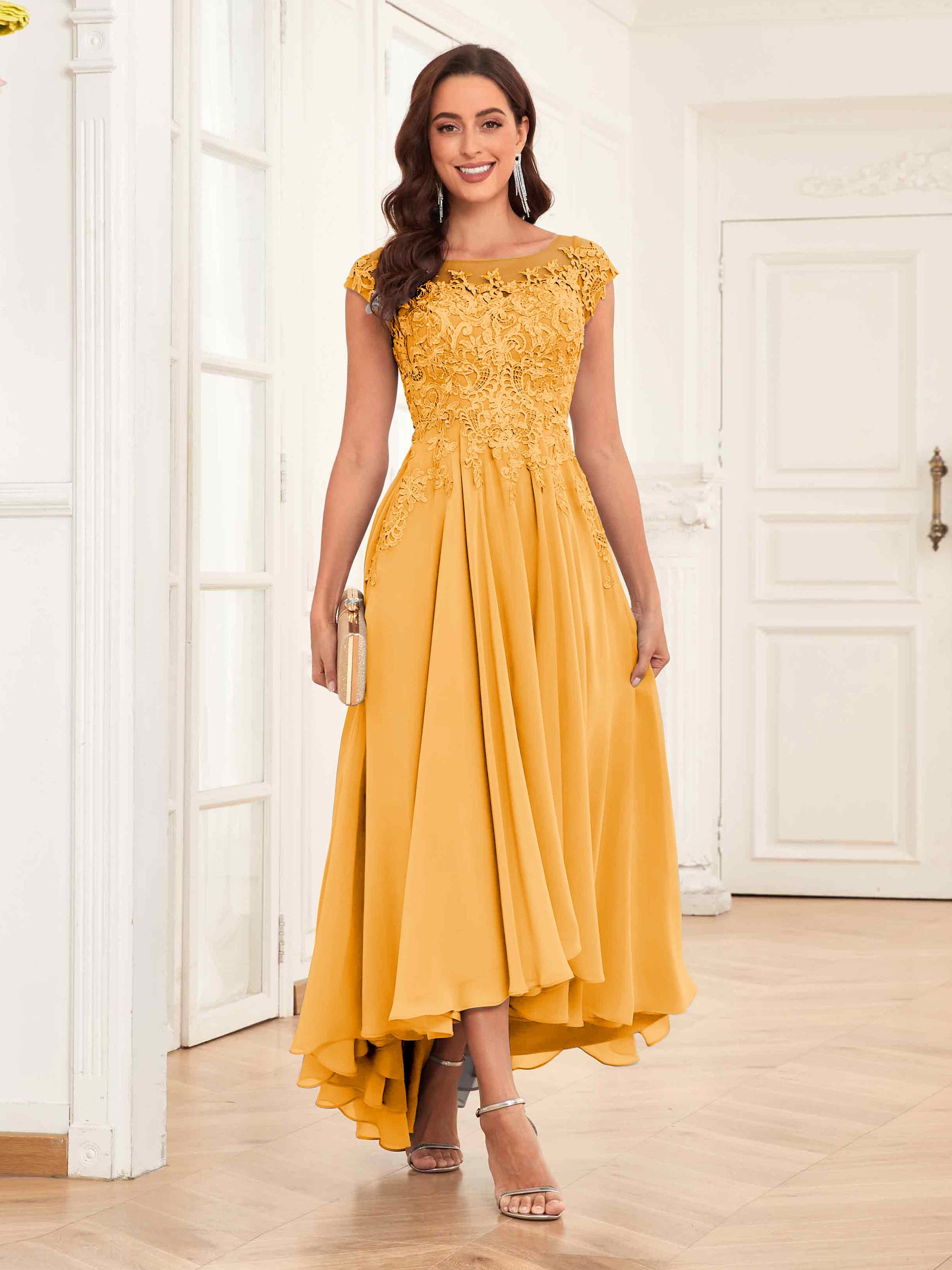 Enchanting Appliques High Low Chiffon Lace Mother Of The Bride Dresses – mollyevers.com Enchanting Appliques High Low Chiffon Lace Mother Of The Bride Dresses – mollyevers.com