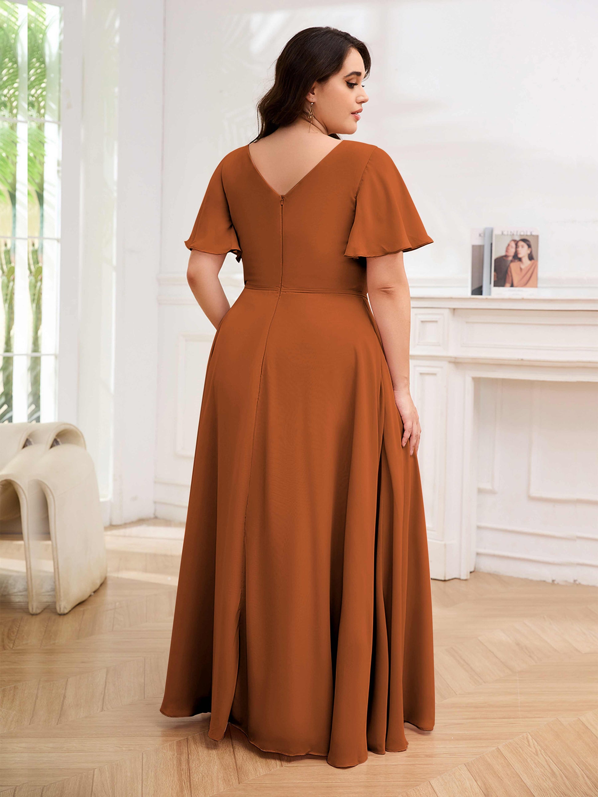 Enchanting Scoop Short Sleeves Floor Length Plus Size Bridesmaid Dress mollyevers.com Enchanting Scoop Short Sleeves Floor Length Plus Size Bridesmaid Dress mollyevers.com