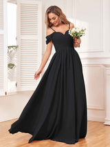 Enthralling A Line Draped Sleeves Bridesmaid Dresses With Pockets